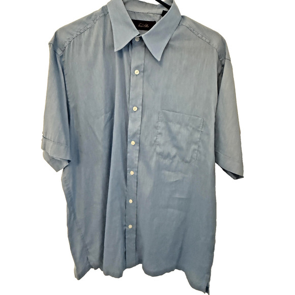 Tasso Elba Shirt Mens Large Linen Short Sleeve Button Up Pocket Summer Casual - Picture 4 of 7